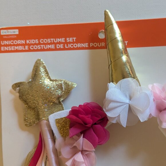 NWT Pink Gold Unicorn Flowers Headband Halloween Costume Star Wand Kids Michaels - Picture 4 of 10